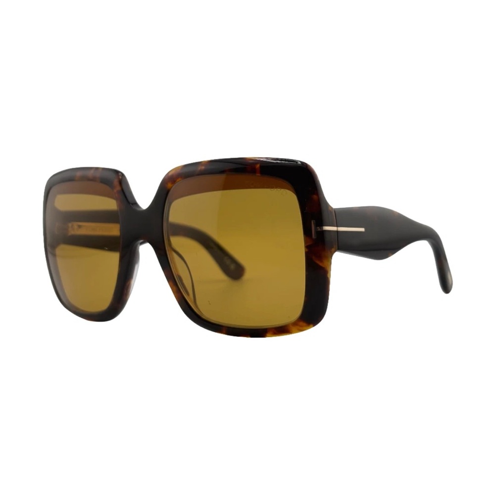 Tom Ford Aurora  Tortoiseshell Square Sunglasses with Amber Lenses
